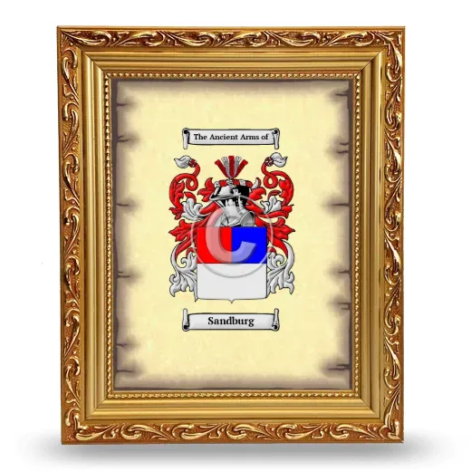 Sandburg Coat of Arms Framed - Gold