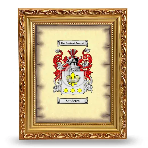 Sanderes Coat of Arms Framed - Gold