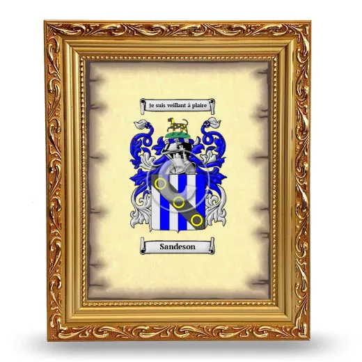 Sandeson Coat of Arms Framed - Gold