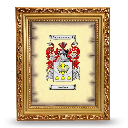 Sandres Coat of Arms Framed - Gold