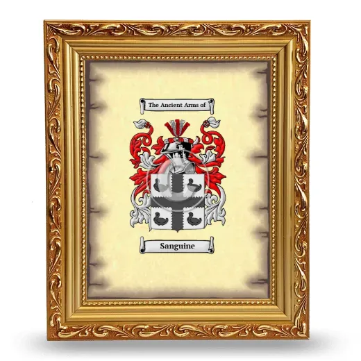 Sanguine Coat of Arms Framed - Gold