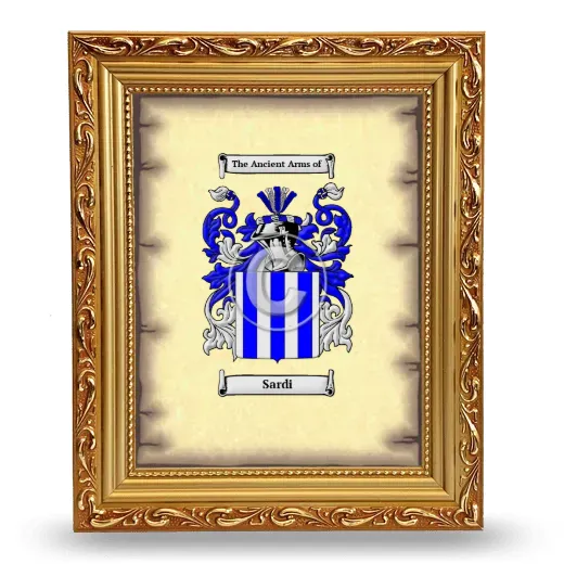 Sardi Coat of Arms Framed - Gold