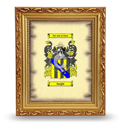 Sargis Coat of Arms Framed - Gold
