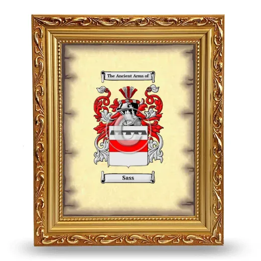 Sass Coat of Arms Framed - Gold