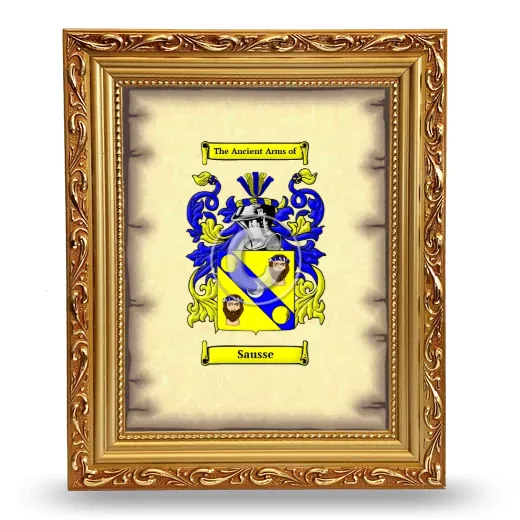 Sausse Coat of Arms Framed - Gold