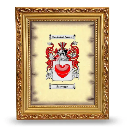 Sauvaget Coat of Arms Framed - Gold