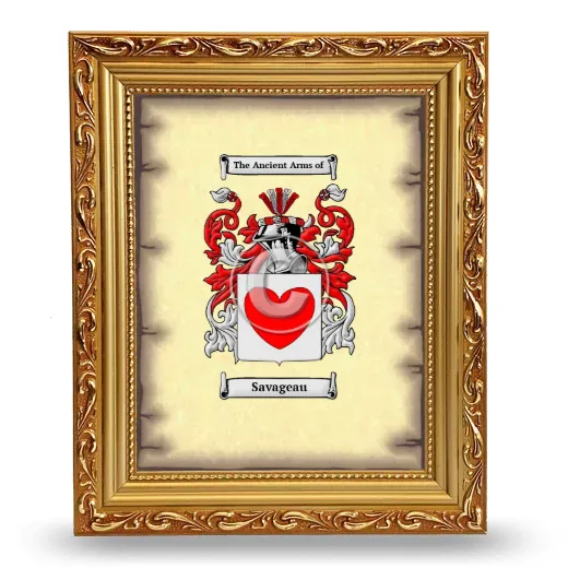 Savageau Coat of Arms Framed - Gold