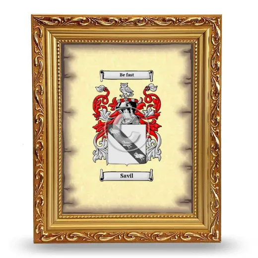 Savil Coat of Arms Framed - Gold
