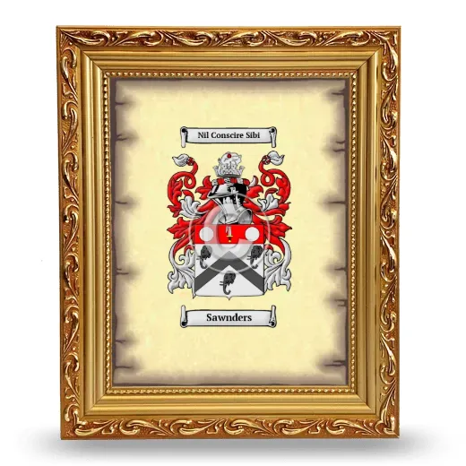 Sawnders Coat of Arms Framed - Gold