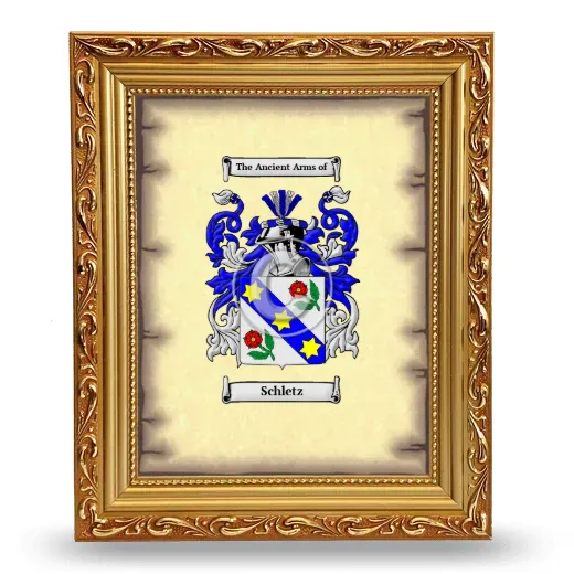 Schletz Coat of Arms Framed - Gold
