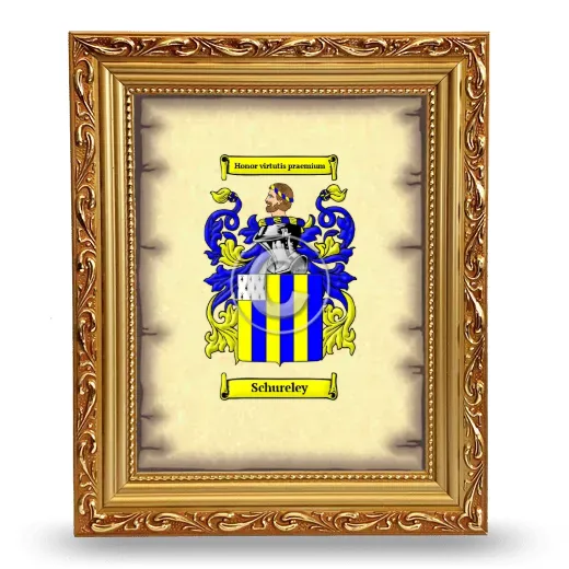 Schureley Coat of Arms Framed - Gold