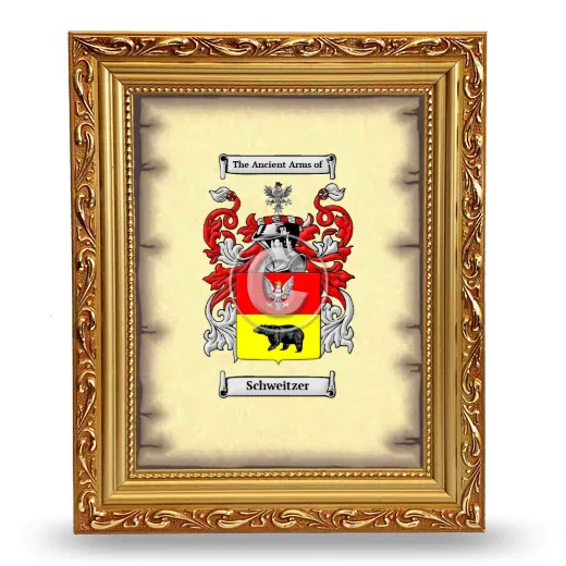 Schweitzer Coat of Arms Framed - Gold
