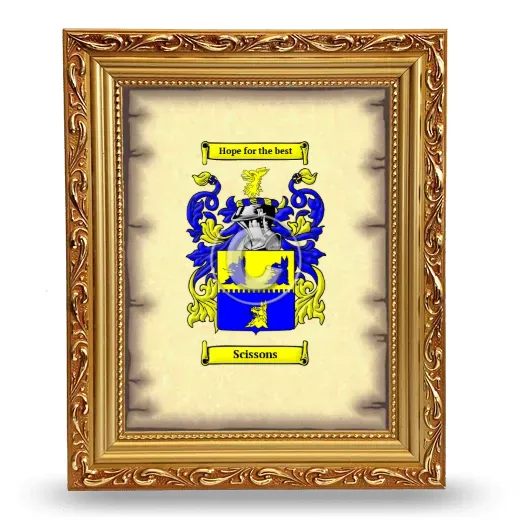 Scissons Coat of Arms Framed - Gold