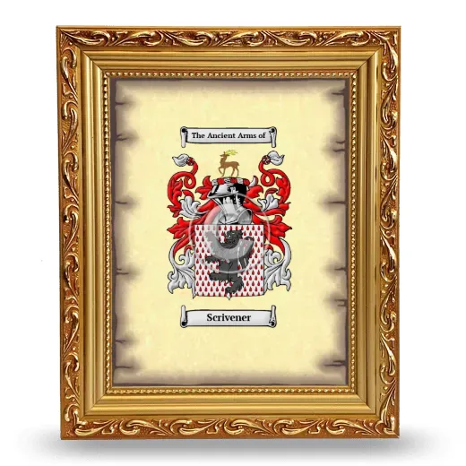 Scrivener Coat of Arms Framed - Gold
