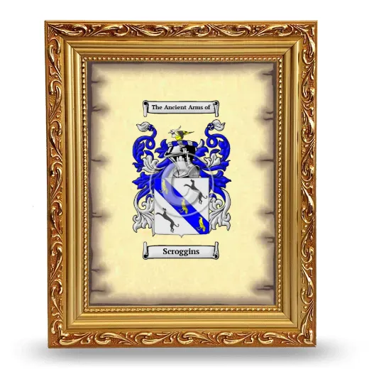 Scroggins Coat of Arms Framed - Gold