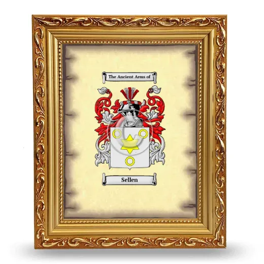 Sellen Coat of Arms Framed - Gold
