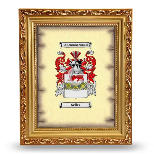 Selles Coat of Arms Framed - Gold
