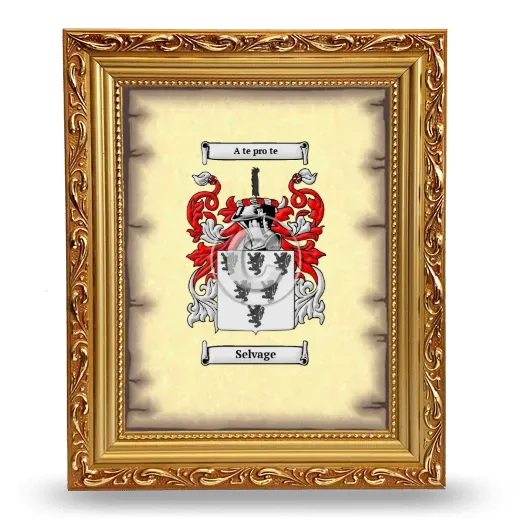 Selvage Coat of Arms Framed - Gold