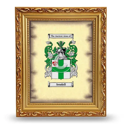 Sendall Coat of Arms Framed - Gold
