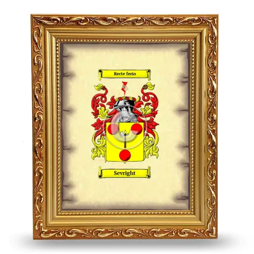 Sevright Coat of Arms Framed - Gold