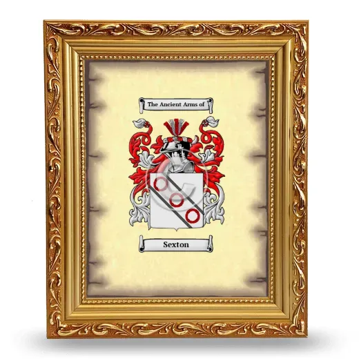 Sexton Coat of Arms Framed - Gold