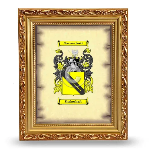 Shakeshaft Coat of Arms Framed - Gold