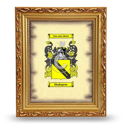 Shakspear Coat of Arms Framed - Gold