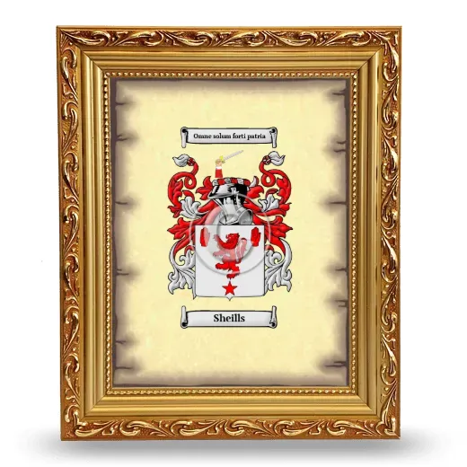 Sheills Coat of Arms Framed - Gold