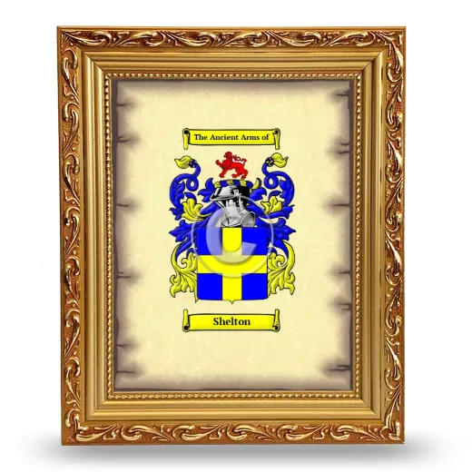 Shelton Coat of Arms Framed - Gold