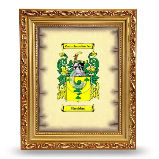 Sheridan Coat of Arms Framed - Gold