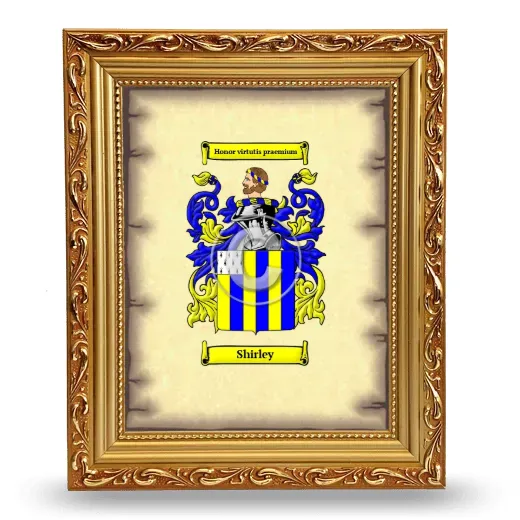 Shirley Coat of Arms Framed - Gold