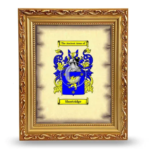 Shortridge Coat of Arms Framed - Gold