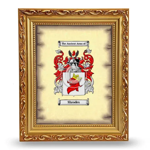 Shrodes Coat of Arms Framed - Gold