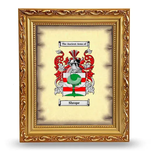 Shrope Coat of Arms Framed - Gold