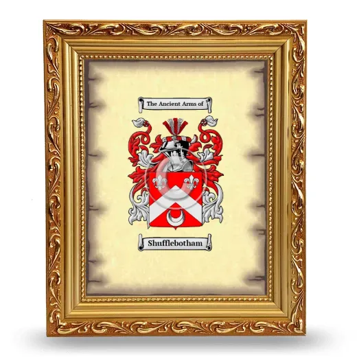 Shufflebotham Coat of Arms Framed - Gold