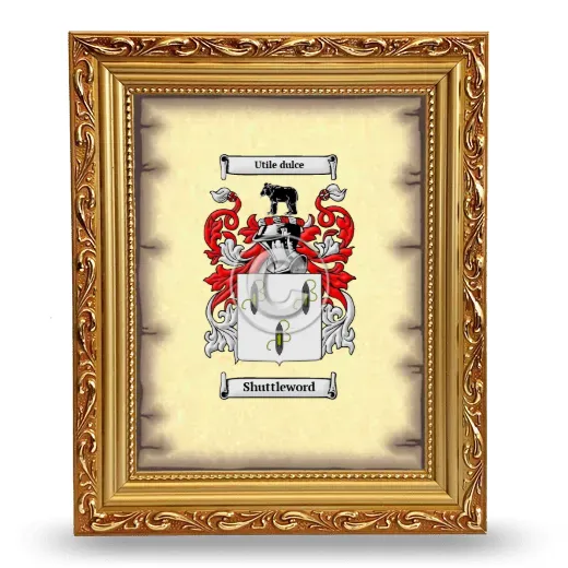 Shuttleword Coat of Arms Framed - Gold