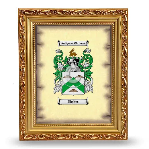 Shykes Coat of Arms Framed - Gold