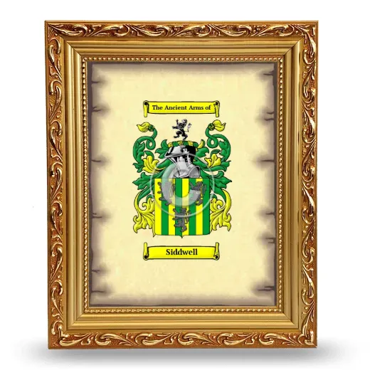 Siddwell Coat of Arms Framed - Gold