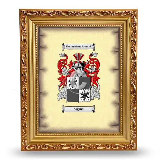 Sigins Coat of Arms Framed - Gold