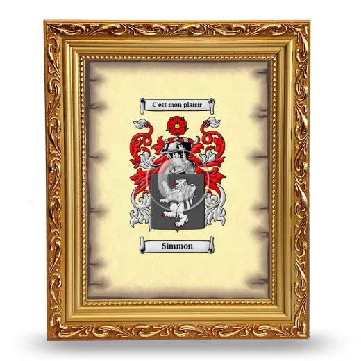 Simmon Coat of Arms Framed - Gold