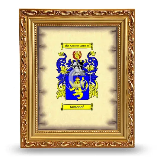 Simonof Coat of Arms Framed - Gold