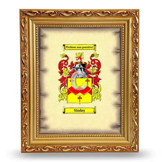 Sinday Coat of Arms Framed - Gold