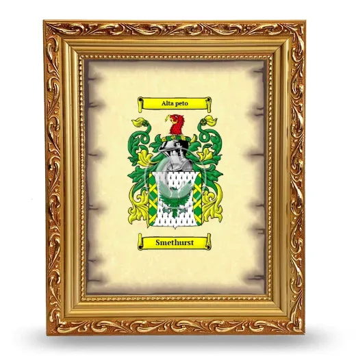 Smethurst Coat of Arms Framed - Gold