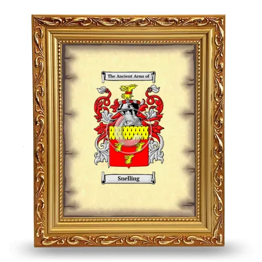 Snelling Coat of Arms Framed - Gold