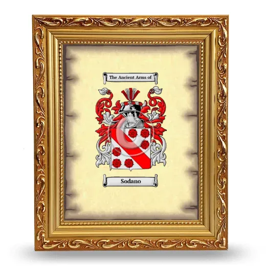 Sodano Coat of Arms Framed - Gold