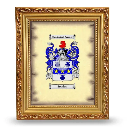Soudon Coat of Arms Framed - Gold