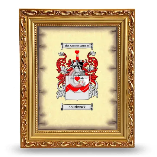 Southwick Coat of Arms Framed - Gold