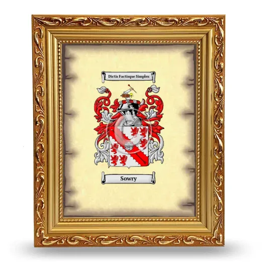 Sowry Coat of Arms Framed - Gold