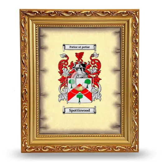 Spottiswood Coat of Arms Framed - Gold