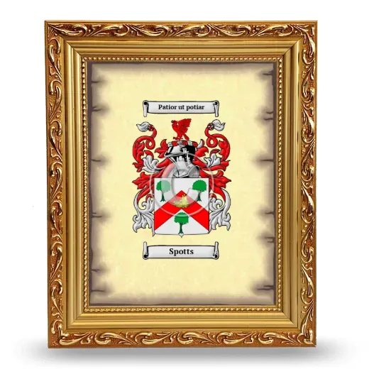 Spotts Coat of Arms Framed - Gold